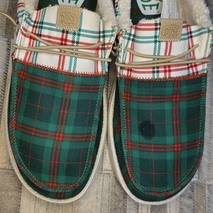 Hey Dude Green Plaid Slip-On Shoes Size 12 NWOB